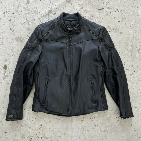 Vintage 80s Esprit Black Leather Cafe Racer Jacket Mens S - Picture 1 of 4